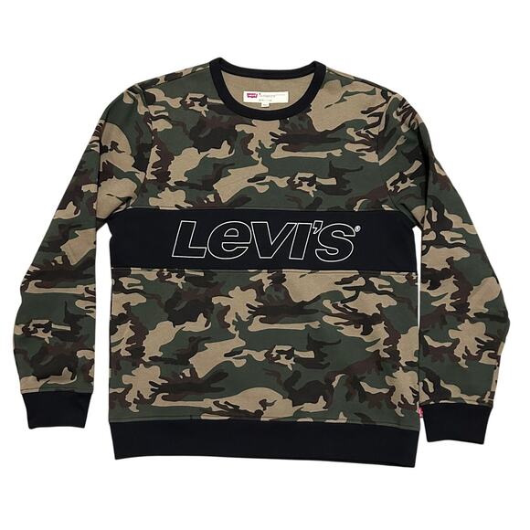Levi's Men's Camouflage Logo Pullover Sweatshirt Size Medium - Picture 1 of 8